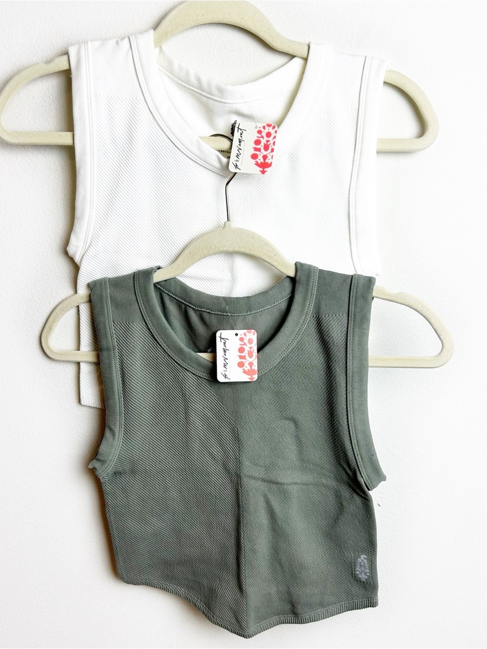 NWT Bundle of 2 FP Movement Ribbed Muscle Tanks White + Sage | Free People | M
